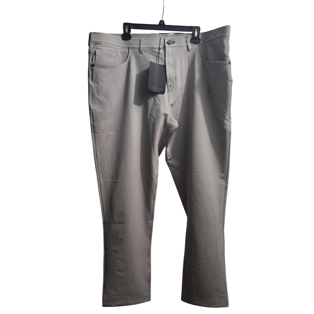 Public Rec Mens Gray 44/32 Athletic Fit Dress Pants‎ Trousers with Logo Detail